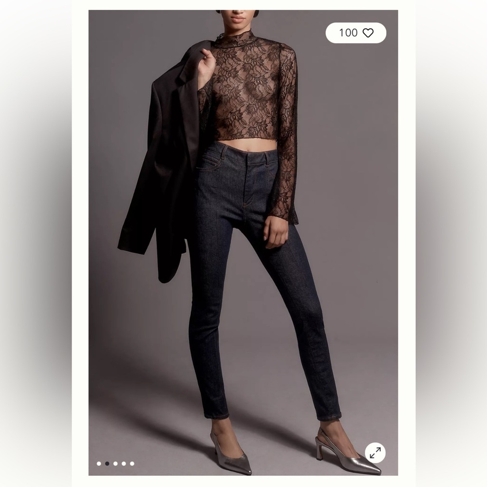 NWT Pilcro and the Letterpress Anthropologie Polished Mid- Rise Skinny Jeans 24
